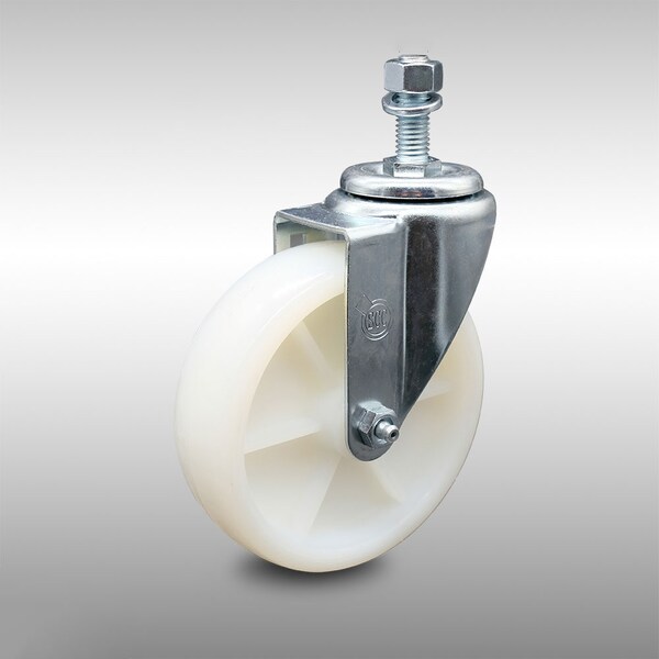 5 Inch SS Nylon Wheel Swivel 1/2 Inch Threaded Stem Caster Wheel